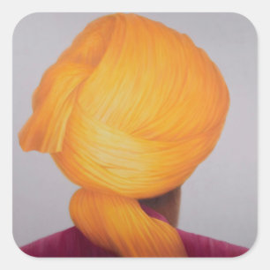 Big Saffron Turban Quadratischer Aufkleber