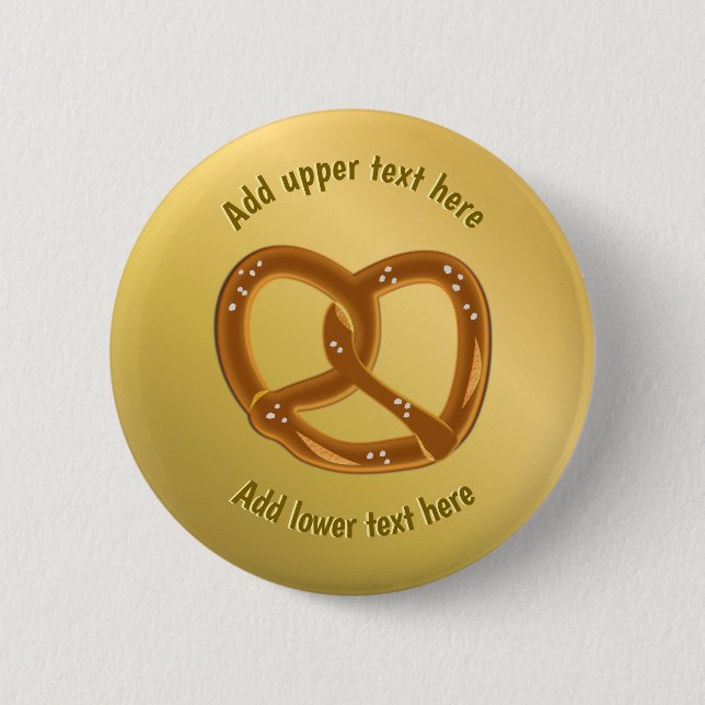 Big salzige Brezel - goldenes Aussehen und lustige Button (Vorderseite)