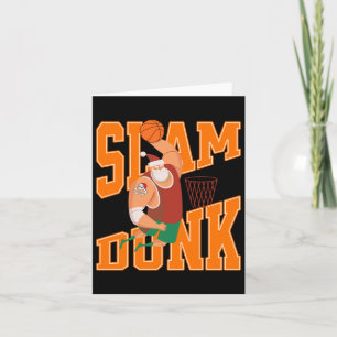 Big Santa Slam Dunk Basketball Weihnachten Karte