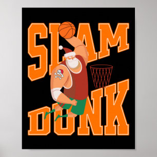 Big Santa Slam Dunk Basketball Weihnachten Poster