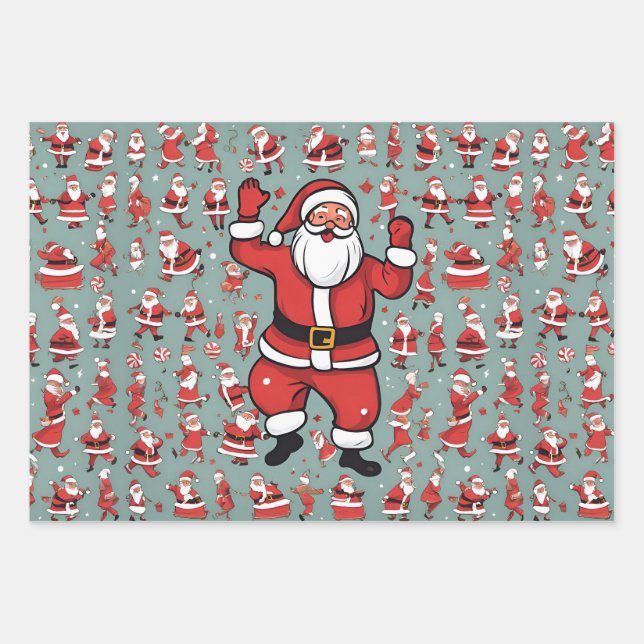 Big Santa Wrapping Paper Flat Sheet Set 3 Geschenkpapier Set (Vorderseite)