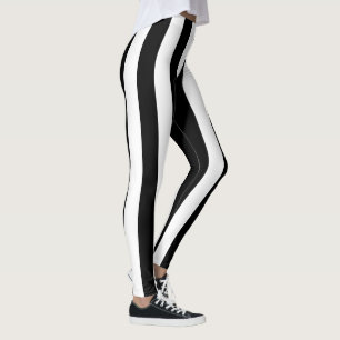 Big Schwarz-weiße vertikale Streifen Leggings