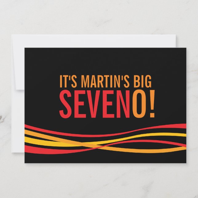Big Seven ! simple ruban invitation d'anniversaire (Devant)