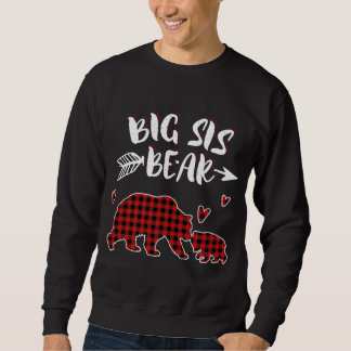 Big Sis Bear Xmas Red Kariert Matching Family Chri Sweatshirt