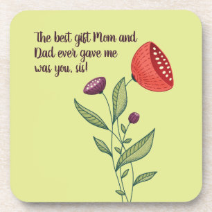 Big Sis Little Sister Sweet Quote Wilde Blume Getränkeuntersetzer