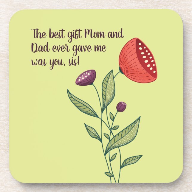 Big Sis Little Sister Sweet Quote Wilde Blume Getränkeuntersetzer (Vorderseite)