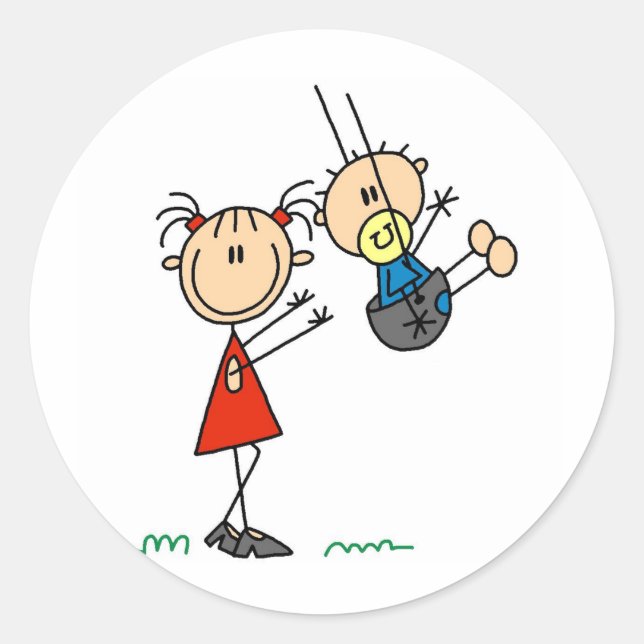 Big Sis mit Little Brother Cards und Aufklebern Runder Aufkleber (Vorderseite)