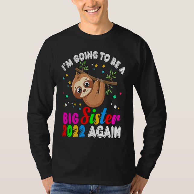 Big Sister 2022 Again Hanging Sloth Pregnancy Anno T-Shirt (Vorderseite)