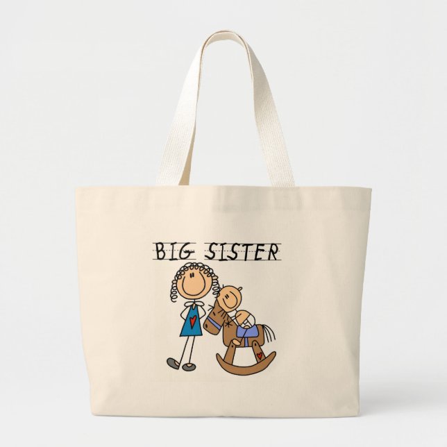Big Sister Baby Brother T - Shirt und Geschenke Jumbo Stoffbeutel (Vorne)