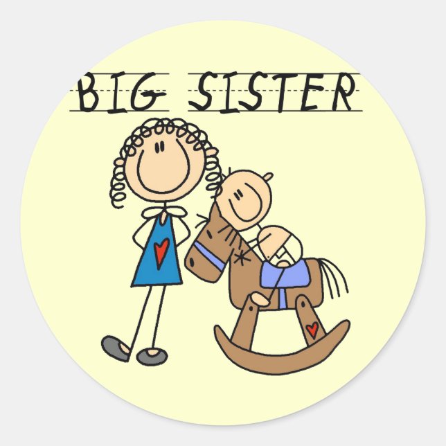 Big Sister Baby Brother T - Shirt und Geschenke Runder Aufkleber (Vorderseite)