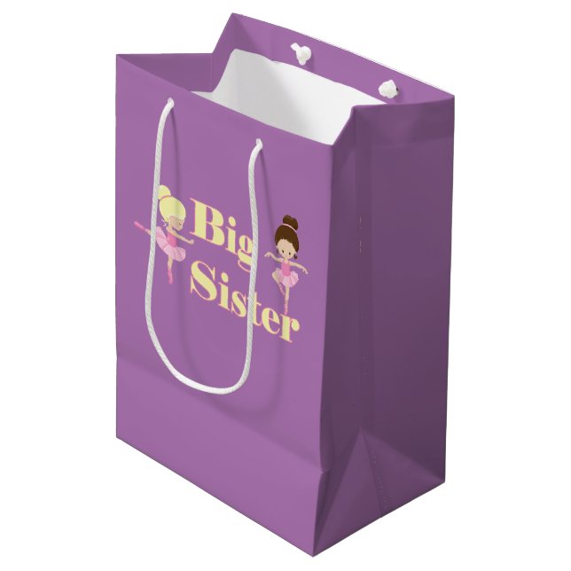 Big Sister Ballerina Sibling  Mittlere Geschenktüte (Vorderseite Schrägansicht)