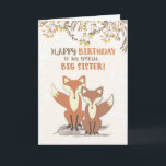Big Sister Birthday Foxes, Blätter auf Zweigen Karte<br><div class="desc">Eine wunderbare Geburtstagskarte für eine liebevolle Big Sister,  die Tiere Liebe. Lass diese süß-braunen und weißen Füchse mit Blätter auf Ästen,  helfe dir,  deine besten Wünsche an einem so besonderen Tag zu senden.</div>