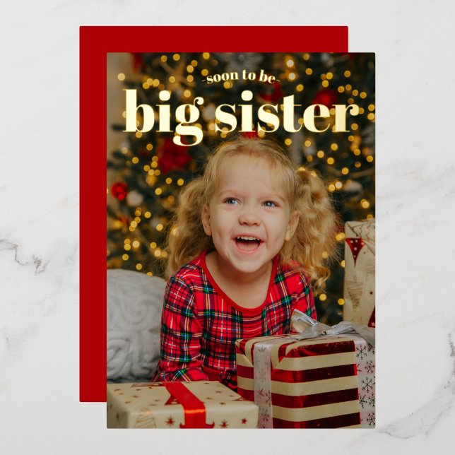 Big Sister Christmas Pregnancy Ankündigung (Vorderseite/Rückseite)