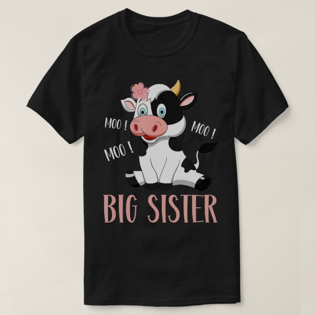 Big Sister Cow Niedlich Kuh Bauer Birthday Matchin T-Shirt (Design vorne)