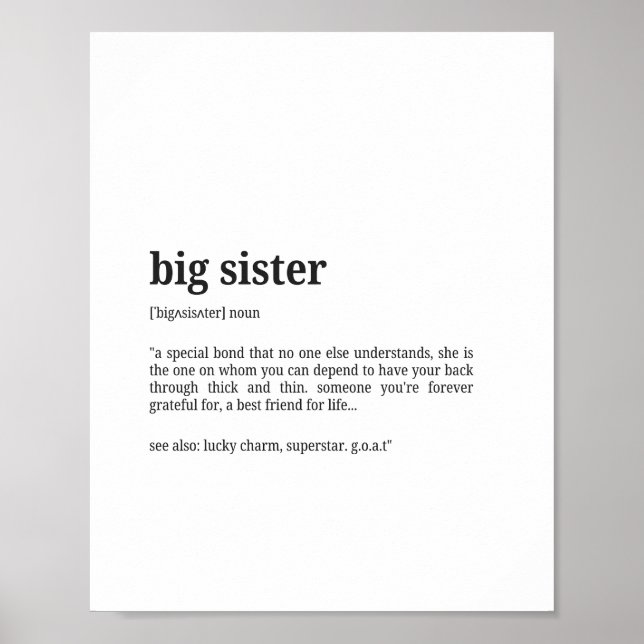 Big Sister Definition Wall Art Poster (Vorne)