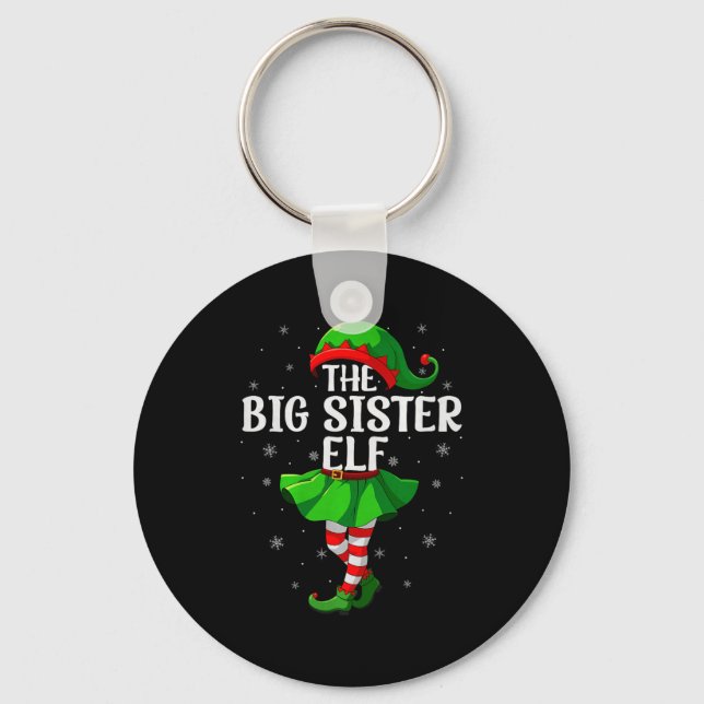 Big Sister Elf Christmas Girls Women Elf Squad Xma Schlüsselanhänger (Vorderseite)