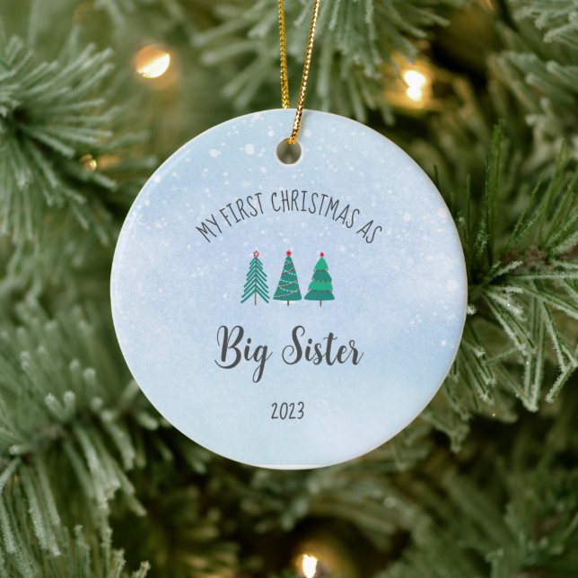 Big Sister First Christmas Foto Baby Keramik Ornament (Baum)