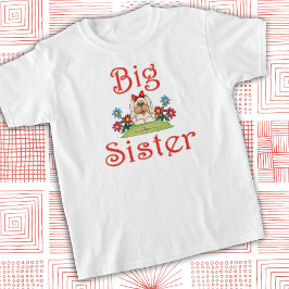 Big Sister Fluffy White Puppy Dog Whimsical T-Shirt