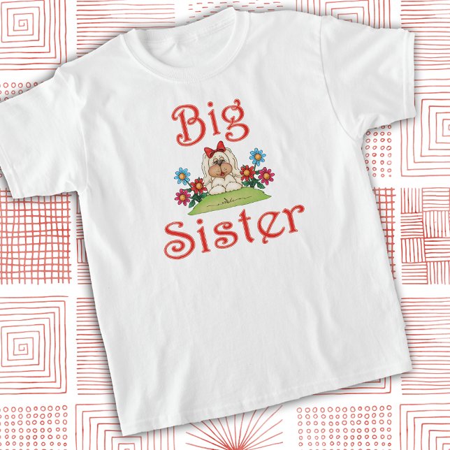 Big Sister Fluffy White Puppy Dog Whimsical T-Shirt (Von Creator hochgeladen)