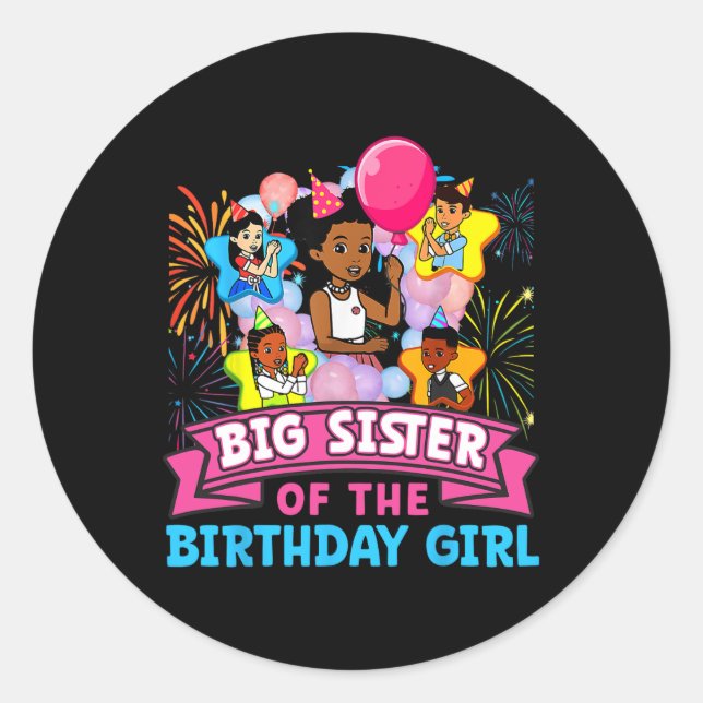Big Sister Gracie's Corner Birthday Dolls Niedlich Runder Aufkleber (Vorderseite)