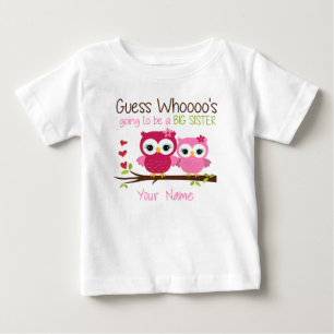 Big Sister Guates Who Pink Owl Personalisiert T Sh Baby T-shirt