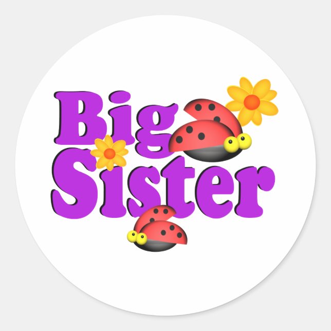 Big Sister Ladybug Runder Aufkleber (Vorderseite)