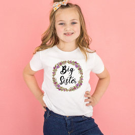 Big Sister Lila Blume Wreath Girls' T-Shirt