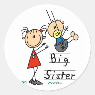 Big Sister Little Brother T - Shirt und Geschenke Runder Aufkleber