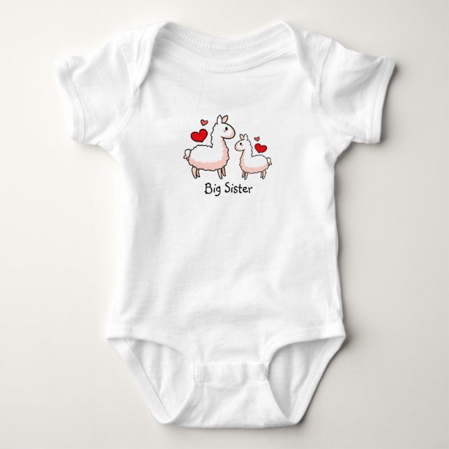Big Sister Llama Baby Strampler (Vorderseite)
