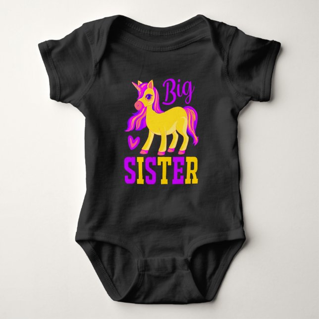 Big Sister Magical Unicorn Baby Strampler (Vorderseite)