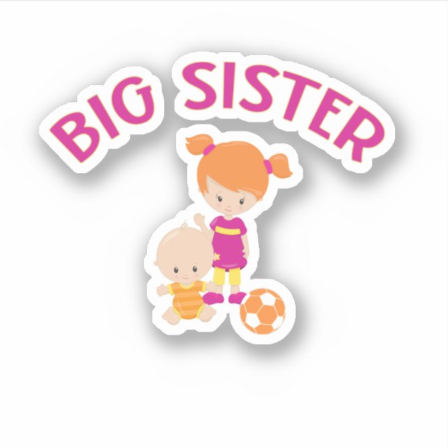 Big Sister mit Baby Brother Custom Cut Aufkleber (Vorderseite)
