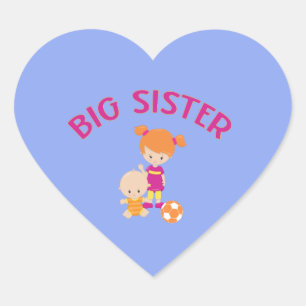 Big Sister mit Baby Brother Heart geformt Herz-Aufkleber