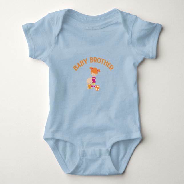 Big Sister mit Baby Brother Soccer Ball Baby Strampler (Vorderseite)