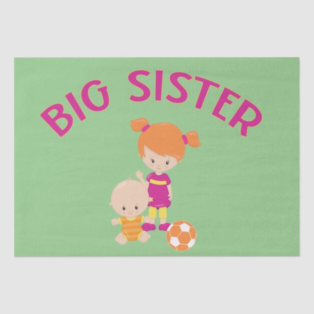 Big Sister mit Baby Brother Soccer Ball Geschenk Seidenpapier (Vorderseite)