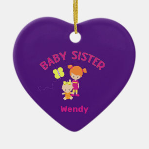 Big Sister mit Baby Schwester Name Jahr Herz Keramik Ornament