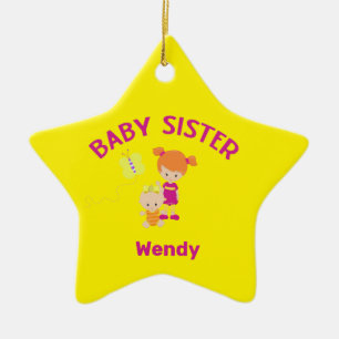 Big Sister mit Baby Schwester Name Jahr Star Keramik Ornament