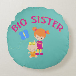 Big Sister mit Baby Schwester Rundes Kissen