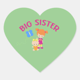 Big Sister mit Baby Sister Butterfly Herz-Aufkleber