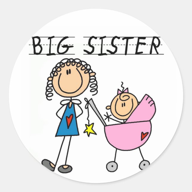 Big Sister mit Little Sis Tshirts Runder Aufkleber (Vorderseite)