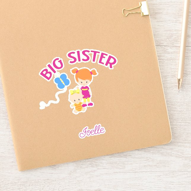 Big Sister mit Personalisierter Babymarke Aufkleber (Notizbuch)