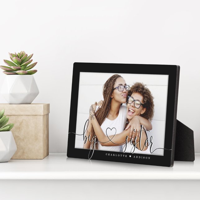 Big Sister Modern Minimal Black Matboard Foto Fotoplatte (Von Creator hochgeladen)