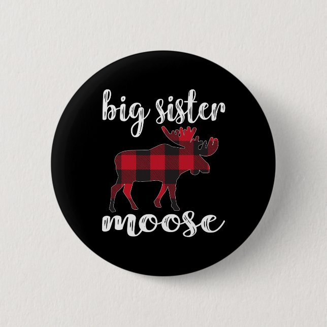 Big Sister Moose Matching Familienweihnachtskleidu Button (Vorderseite)