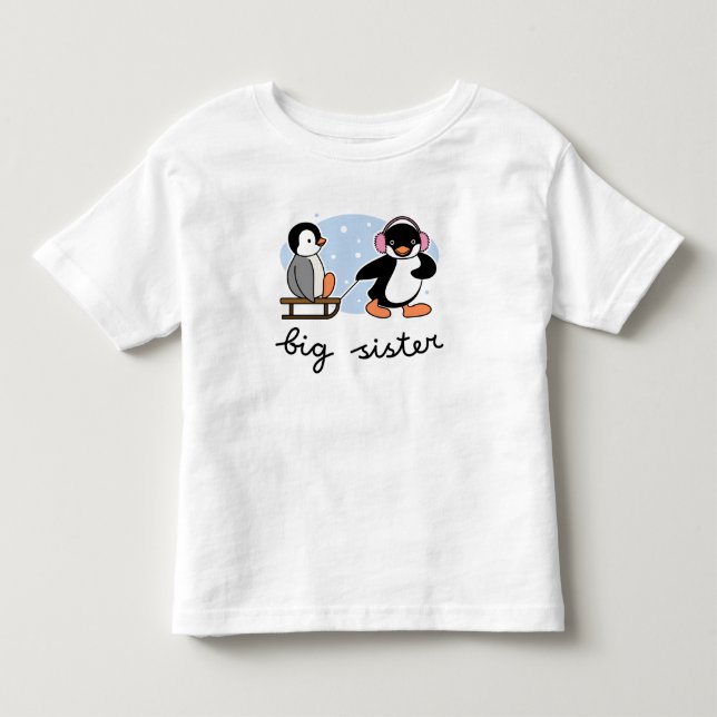 Big Sister Penguin Kleinkind T-shirt (Vorderseite)