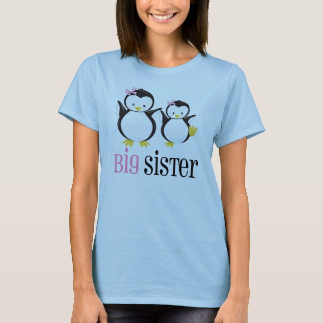 Big Sister Pink Pinguin T - Shirt (Vorderseite)