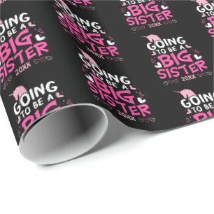 Big Sister Pink Unicorn Hearts Geschenkpapier