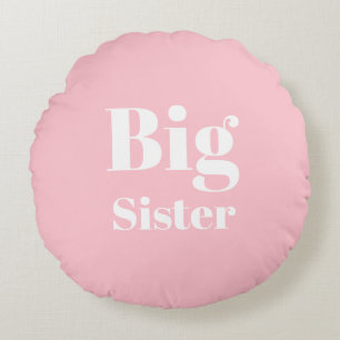 Big Sister Pink White Girl's Rundes Kissen