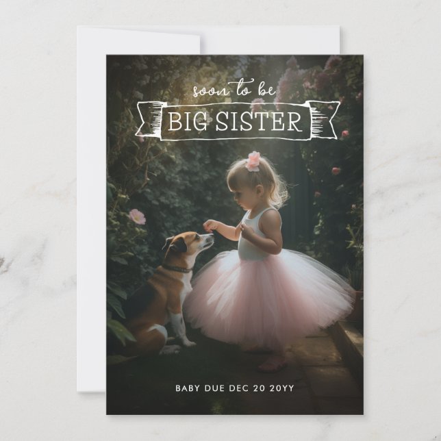 Big Sister Pregnancy Announcement Foto Einladung (Vorderseite)