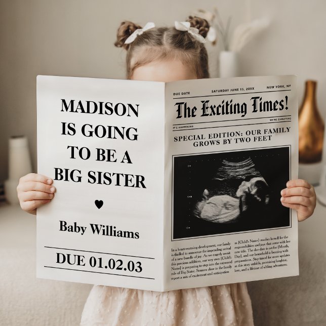 Big Sister Pregnancy Announcement Zeitung Falten Poster (Von Creator hochgeladen)