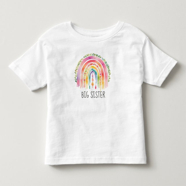 Big Sister Rainbow Matching Outfit Kleinkind T-shirt (Vorderseite)