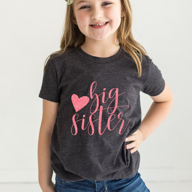 Big Sister rosa Glitzer drucken Baby T-shirt (Von Creator hochgeladen)